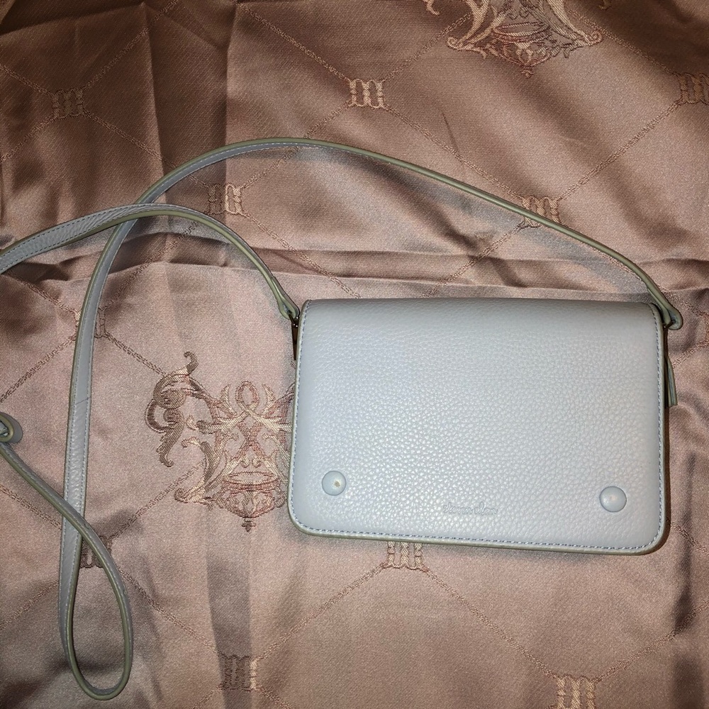 Sky blue leather purse